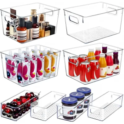 SKTEET Clear Plastic Storage Bin